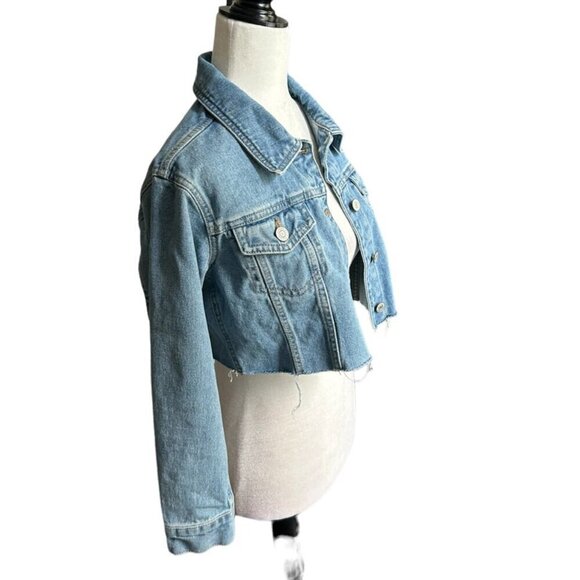 URBAN PLANET Girl's Light Blue Wash Cropped Denim Jacket US M - Picture 3 of 4